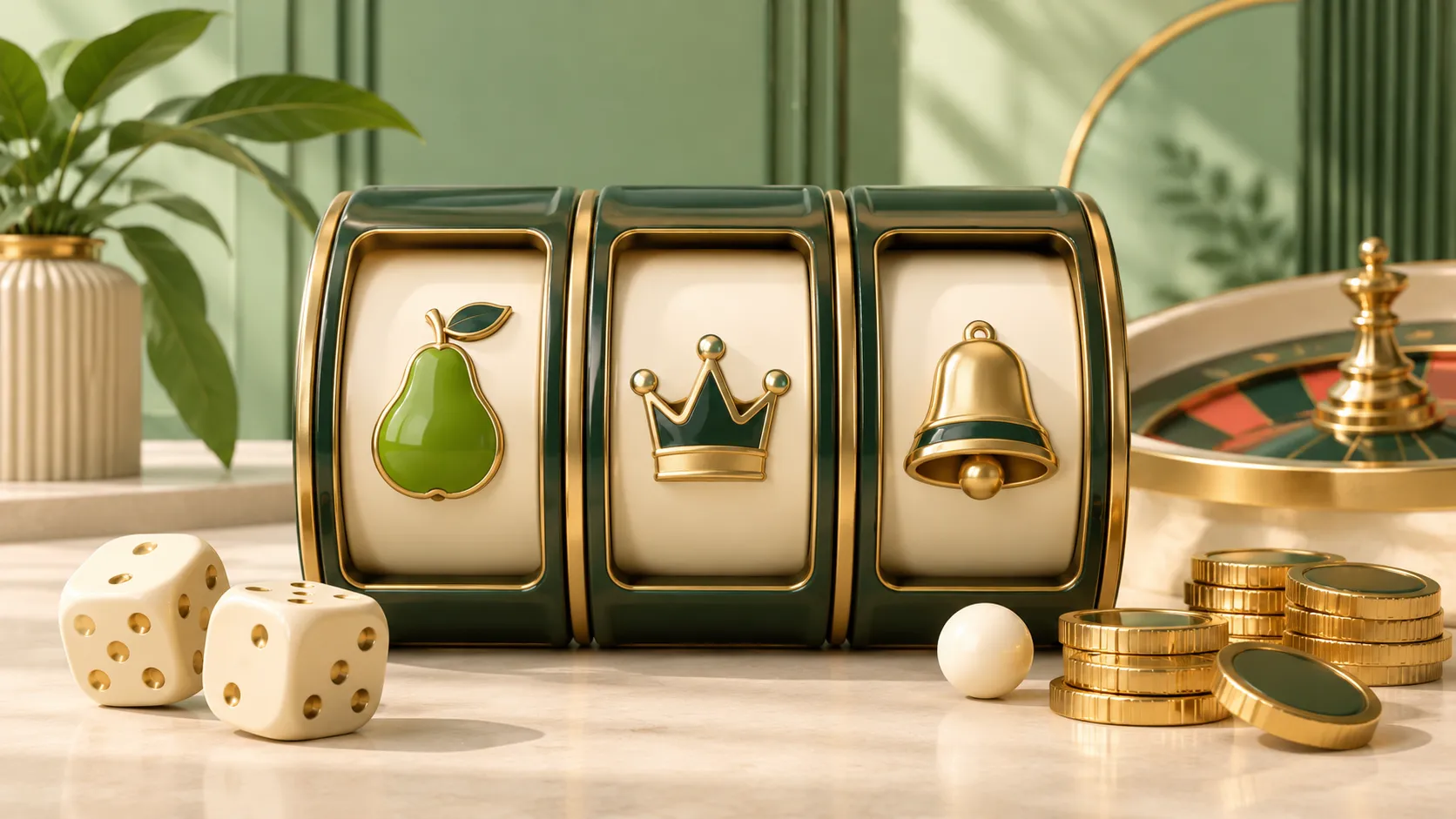 Mr Green casino games in an emerald display