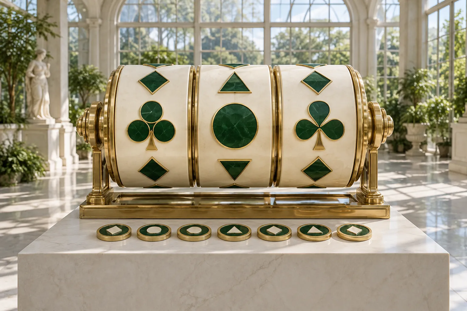 Mr Green free spins guide with emerald and ivory reel sculpture