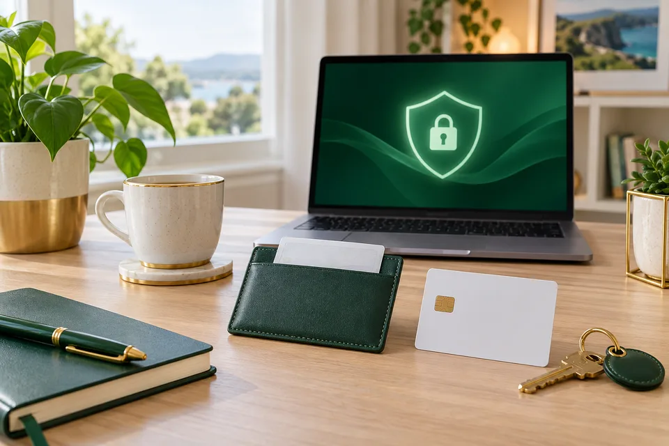 Laptop shield, identity-card wallet and payment card