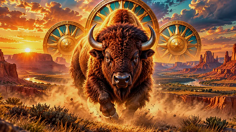 Buffalo Cash Wheels casino bonus-theme illustration