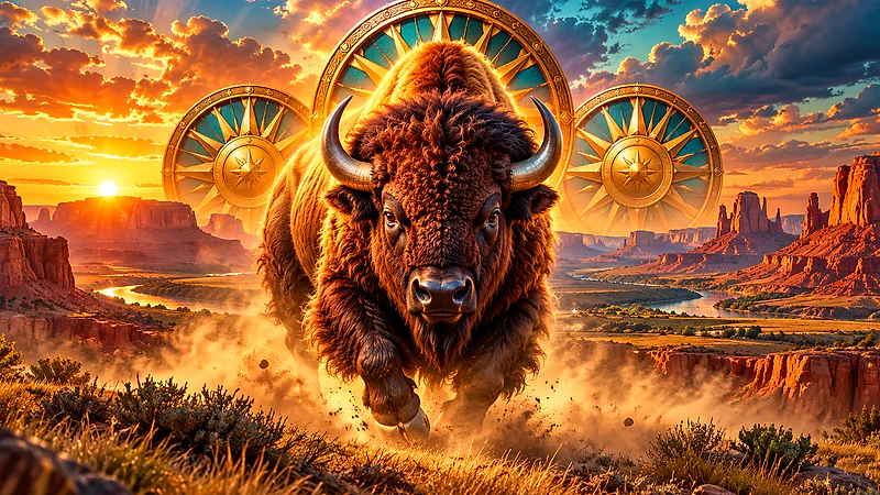 Buffalo Cash Wheels casino slot guide artwork