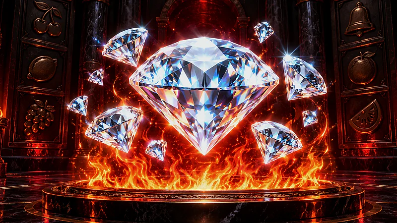 Diamonds in Flames casino bonus-theme illustration