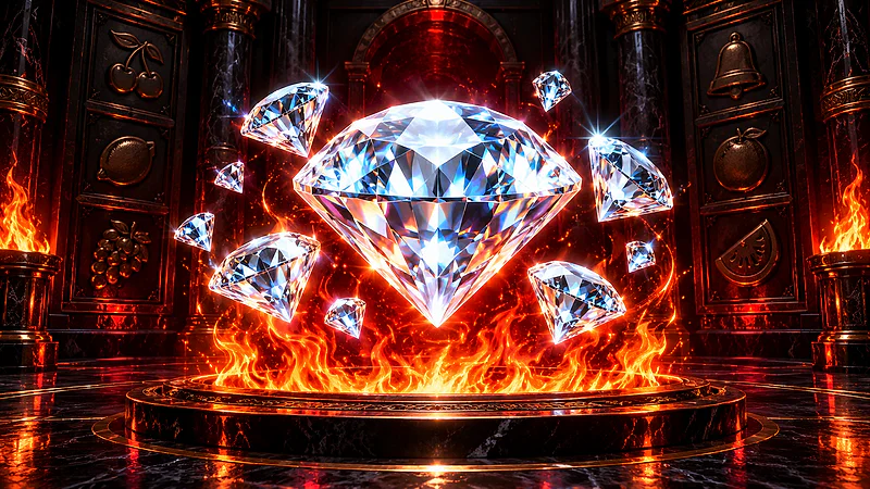 Diamonds in Flames casino slot themed artwork