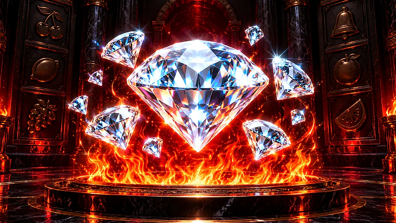 Diamonds in Flames casino slot guide artwork