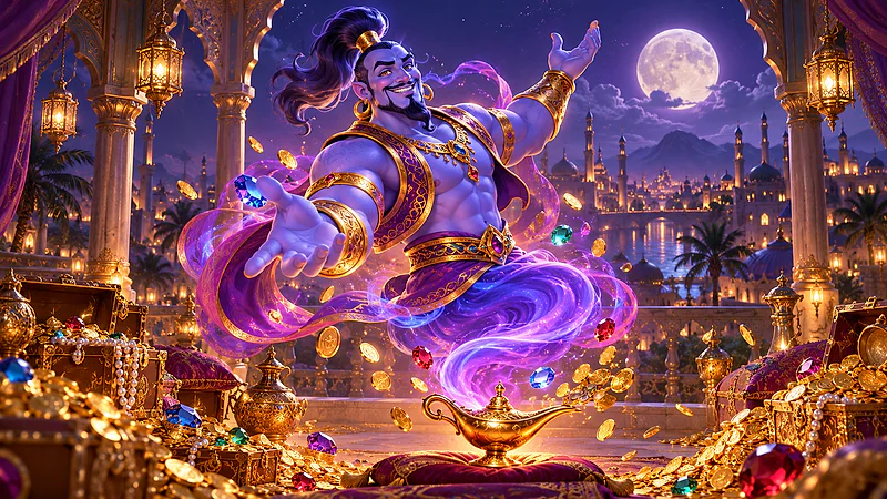 Millionaire Genie Megaways casino slot themed artwork